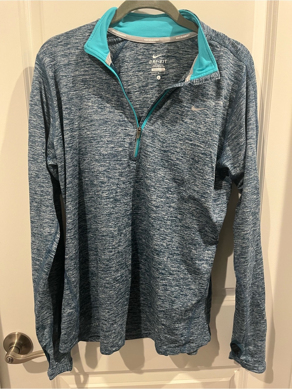 Nike Dri-FIT Women’s Heathered Blue Quarter-Zip Performance Sweater Large